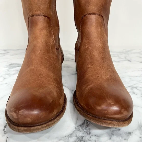 Women's Melissa Western Knee High Leather Boots Cognac Brown Woman’s Size 7B - Picture 3 of 15